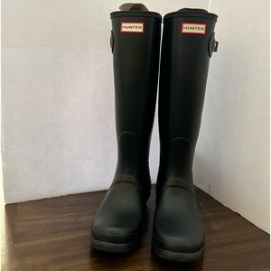 Women's black Tall Matte Rain Boots by  Hunter Original